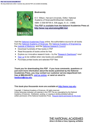 ﻿تنوع زیستی (مقالاتی از اولین انجمن ملی تنوع زیستی، سپتامبر 1986، واشنگتن، دی سی)