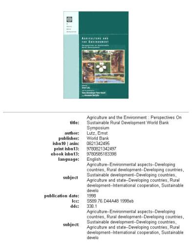 ﻿کشاورزی و محیط زیست: چشم اندازهای توسعه پایدار روستایی (سمپوزیوم بانک جهانی)