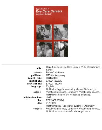 ﻿فرصت ها در مشاغل مراقبت از چشم