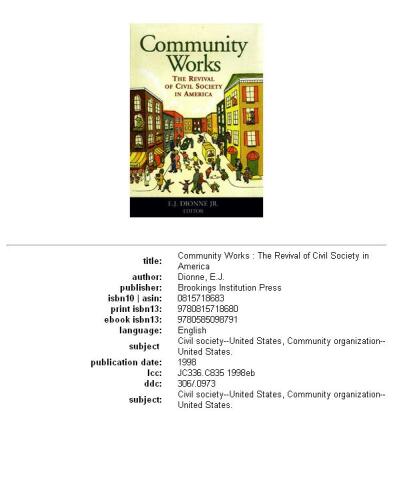 ﻿آثار اجتماعی: احیای جامعه مدنی در آمریکا