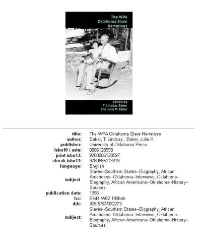 ﻿روایات بردگان Wpa Oklahoma