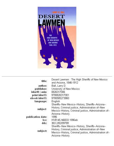 ﻿قانونمردان صحرا: کلانترهای عالی نیومکزیکو و آریزونا 1846-1912