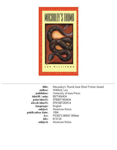 ﻿شست مکولی (جایزه داستان کوتاه آیووا)