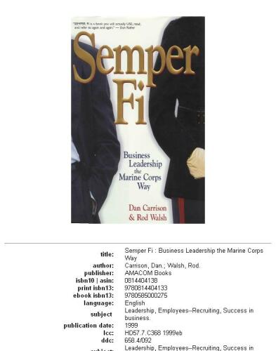 ﻿Semper Fi: رهبری کسب و کار راه تفنگداران دریایی