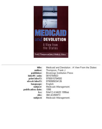 ﻿Medicaid و Devolution: دیدگاهی از ایالات