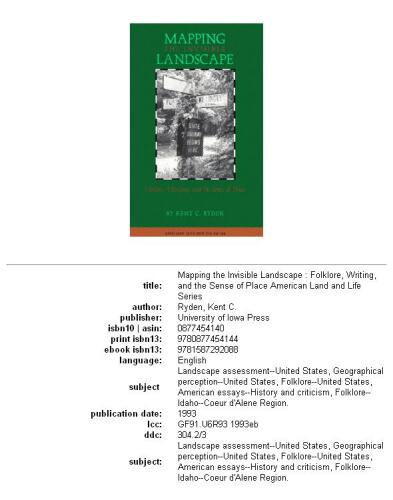 ﻿نقشه برداری از چشم انداز نامرئی: فرهنگ عامه ، نوشتن و حس مکان (سرزمین و زندگی آمریکایی)