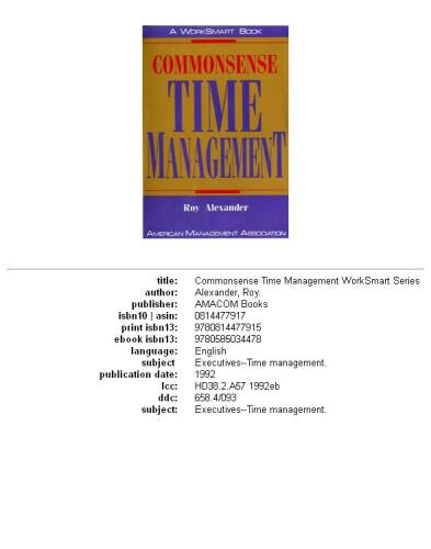 ﻿Commonsense Time Management (سری Worksmart)