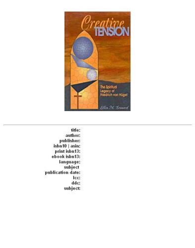 ﻿تنش خلاق: میراث معنوی فردریش فون هوگل