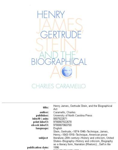 ﻿هنری جیمز، گرترود استاین و قانون بیوگرافی