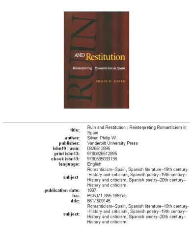 ﻿ویرانی و استرداد: بازتفسیر رمانتیسیسم در اسپانیا