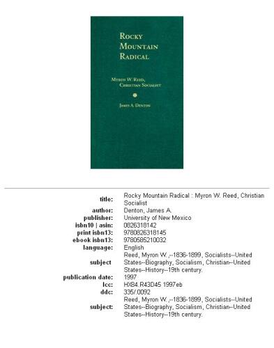 ﻿رادیکال کوه راکی: مایرون دبلیو رید، سوسیالیست مسیحی