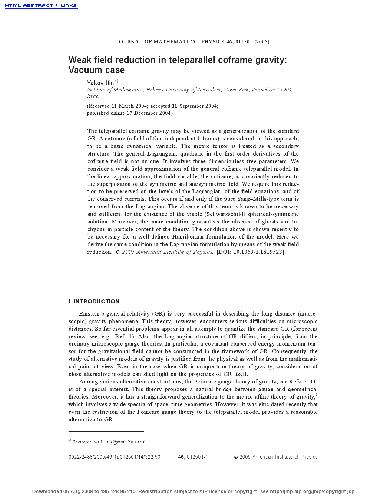 ﻿کاهش میدان ضعیف در گرانش همفریم دور موازی: مورد خلاء
