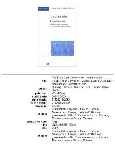 ﻿دولت پس از کمونیسم: انتقال اداری در اروپای مرکزی و شرقی (مطالعات منطقه ای و بخشی بانک جهانی)