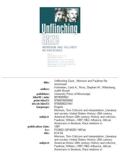 ﻿نگاه ناامید: موریسون و فاکنر دوباره تصور کردند