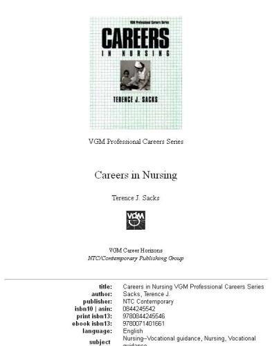 ﻿مشاغل در پرستاری (سریال مشاغل حرفه ای Vgm)