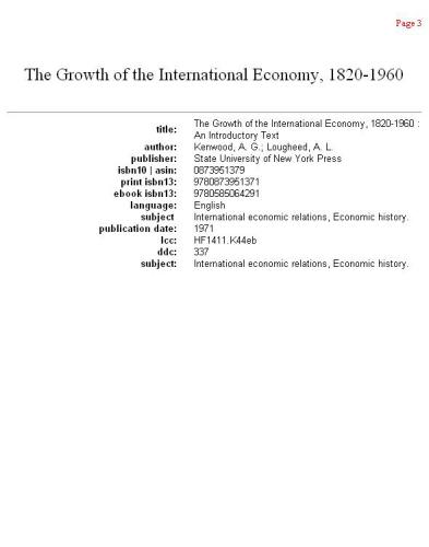 ﻿رشد اقتصاد بین المللی، 1820-1960: متن مقدماتی