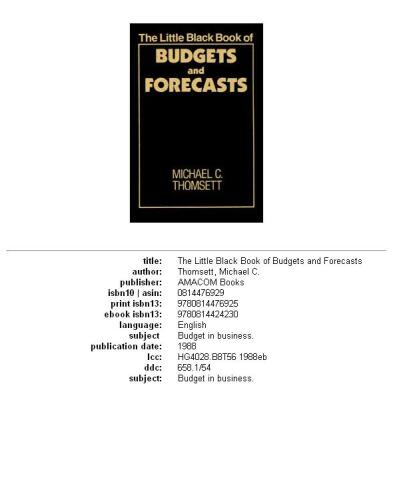 ﻿The Little Black Book of Budgets and Forecasts (مجموعه کتاب سیاه کوچولو)