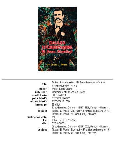 ﻿دالاس استودنمیر: ال پاسو مارشال (کتابخانه مرزی غربی)