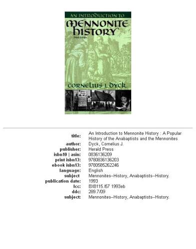 ﻿مقدمه ای بر تاریخ منونیت: تاریخ محبوب آناباپتیست ها و منونیت ها