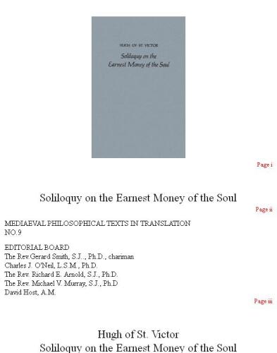 ﻿هیو از سنت ویکتور: تک گویی درباره گران ترین پول روح