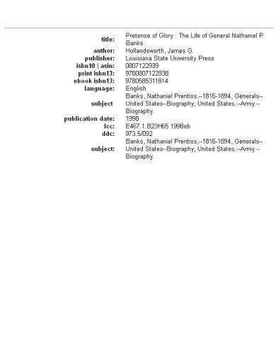 ﻿تظاهر به شکوه: زندگی ژنرال ناتانیل پی بنکس