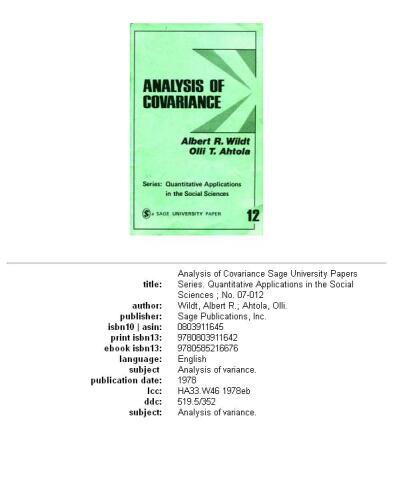 ﻿تحلیل کوواریانس (کاربردهای کمی در علوم اجتماعی)