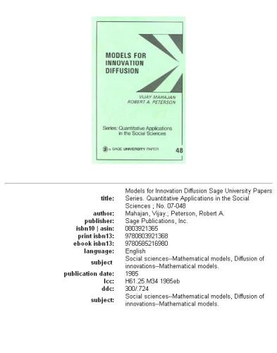 ﻿مدل‌هایی برای انتشار نوآوری (کاربردهای کمی در علوم اجتماعی)