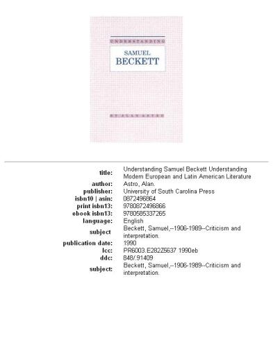 ﻿درک ساموئل بکت (درک ادبیات مدرن اروپا و آمریکای لاتین)
