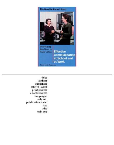 ﻿هر آنچه که باید در مورد ارتباط موثر در مدرسه و محل کار بدانید (کتابخانه نیاز به دانستن)