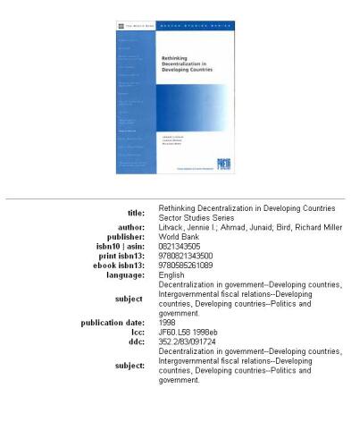 ﻿بازاندیشی تمرکززدایی در کشورهای در حال توسعه (مجموعه مطالعات بخش)