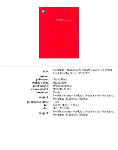 ﻿هندوراس: به سوی مراقبت های بهداشتی بهتر برای همه (مطالعه کشوری بانک جهانی)