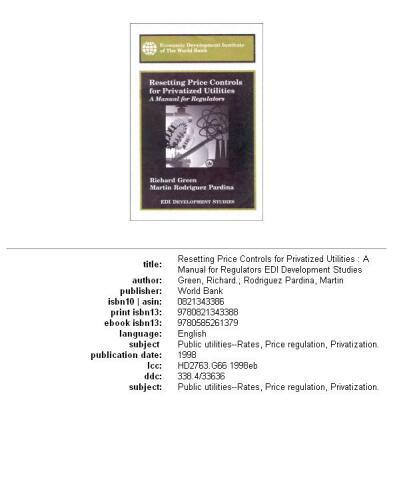 ﻿بازنشانی کنترل‌های قیمت برای شرکت‌های خصوصی: راهنمای تنظیم‌کننده‌ها (مطالعات توسعه Edi)