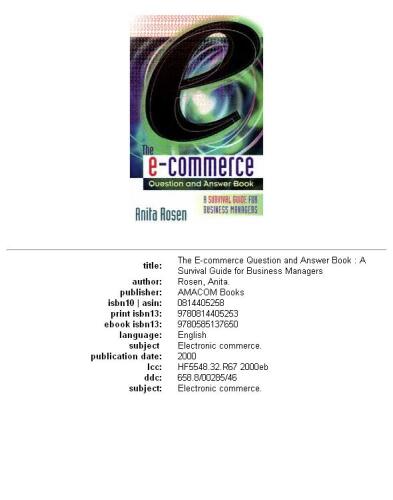﻿کتاب پرسش و پاسخ تجارت الکترونیک: راهنمای بقا برای مدیران کسب و کار