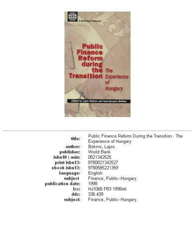 ﻿اصلاحات مالی عمومی در دوران گذار: تجربه مجارستان