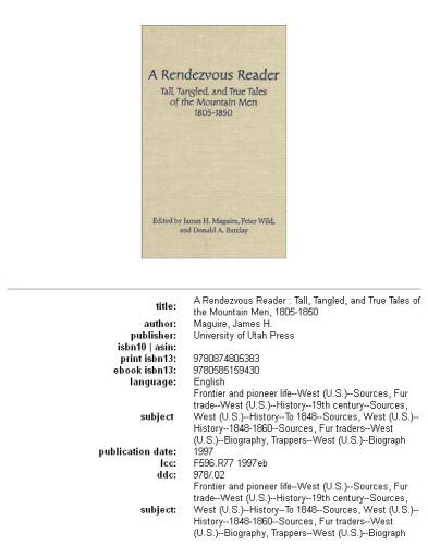﻿خواننده قرار ملاقات: داستان های بلند، درهم و واقعی مردان کوهستان 1805-1850