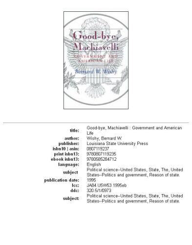 ﻿خداحافظ، ماکیاولی: دولت و زندگی آمریکایی