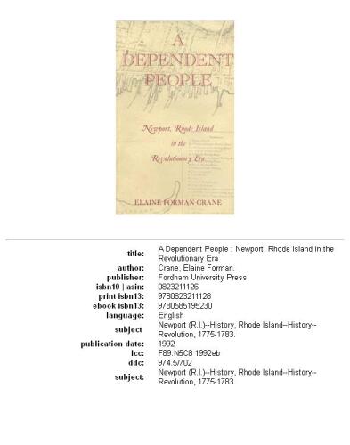 ﻿مردم وابسته: نیوپورت، رود آیلند در دوران انقلاب