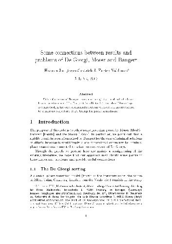 برخی از ارتباطات بین نتایج و مشکلات دی جورجی ، موزر و بانگرت