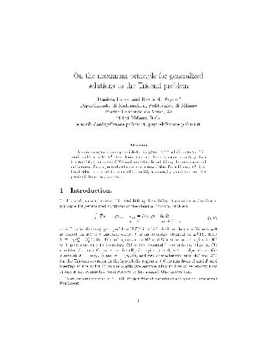 در اصل حداکثر برای راه حلهای کلی برای مسئله Tricomi