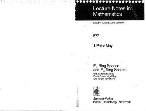 E∞ Ring Spaces و E∞ Ring Spectra: با مشارکت Frank Quinn ، Nigel Ray و Jørgen Tornehave