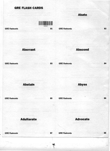 ﻿فلش کارت واژگان آزمون GRE (فقط کارت های B1-B200)