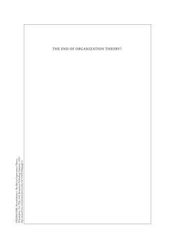 ﻿پایان نظریه سازمان؟: زبان به عنوان ابزاری در اقدام پژوهی و توسعه سازمانی (گفت و گو در مورد کار و نوآوری)