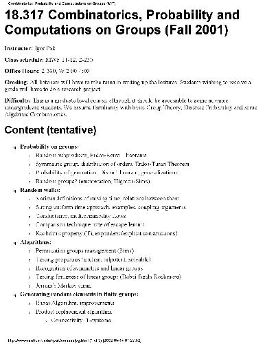 ﻿ترکیبات، احتمال و محاسبات در گروه ها