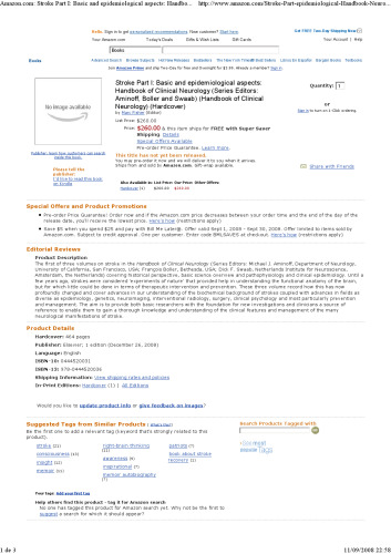 ﻿سکته مغزی قسمت اول: جنبه های اساسی و اپیدمیولوژیک: کتابچه راهنمای مغز و اعصاب بالینی (کتابچه مغز و اعصاب بالینی)