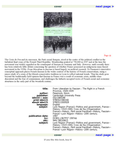 ﻿از لیبرالیسم تا فاشیسم: حق در یک استان فرانسه، 1928-1939