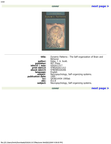 ﻿الگوهای پویا: خود سازمان دهی مغز و رفتار (سیستم های سازگار پیچیده)