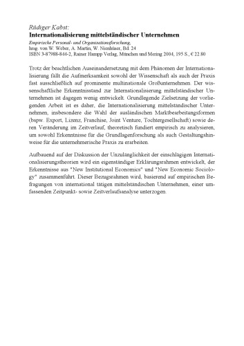 ﻿Internationalisierung mittelständischer Unternehmen