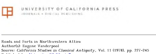 ﻿جاده ها و قلعه ها در شمال غربی آتیکا