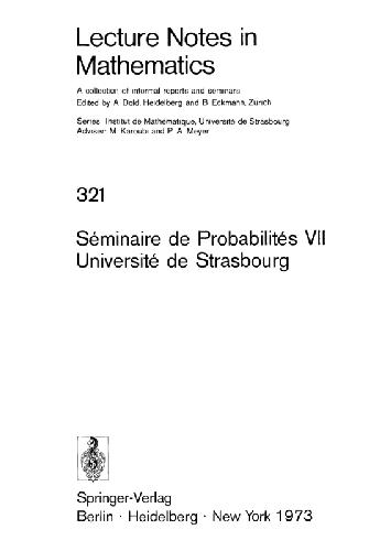 ﻿Séminaire de Probabilités VII
