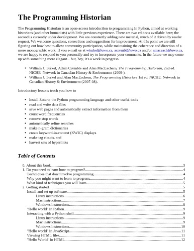﻿The Programming Historian (مقدمه ای با دسترسی آزاد برای برنامه نویسی در پایتون)